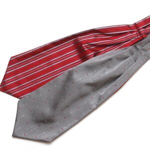 ‎Grey and Red Silk ascot